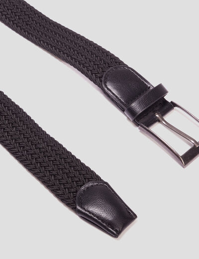 Ceinture tressée noir homme