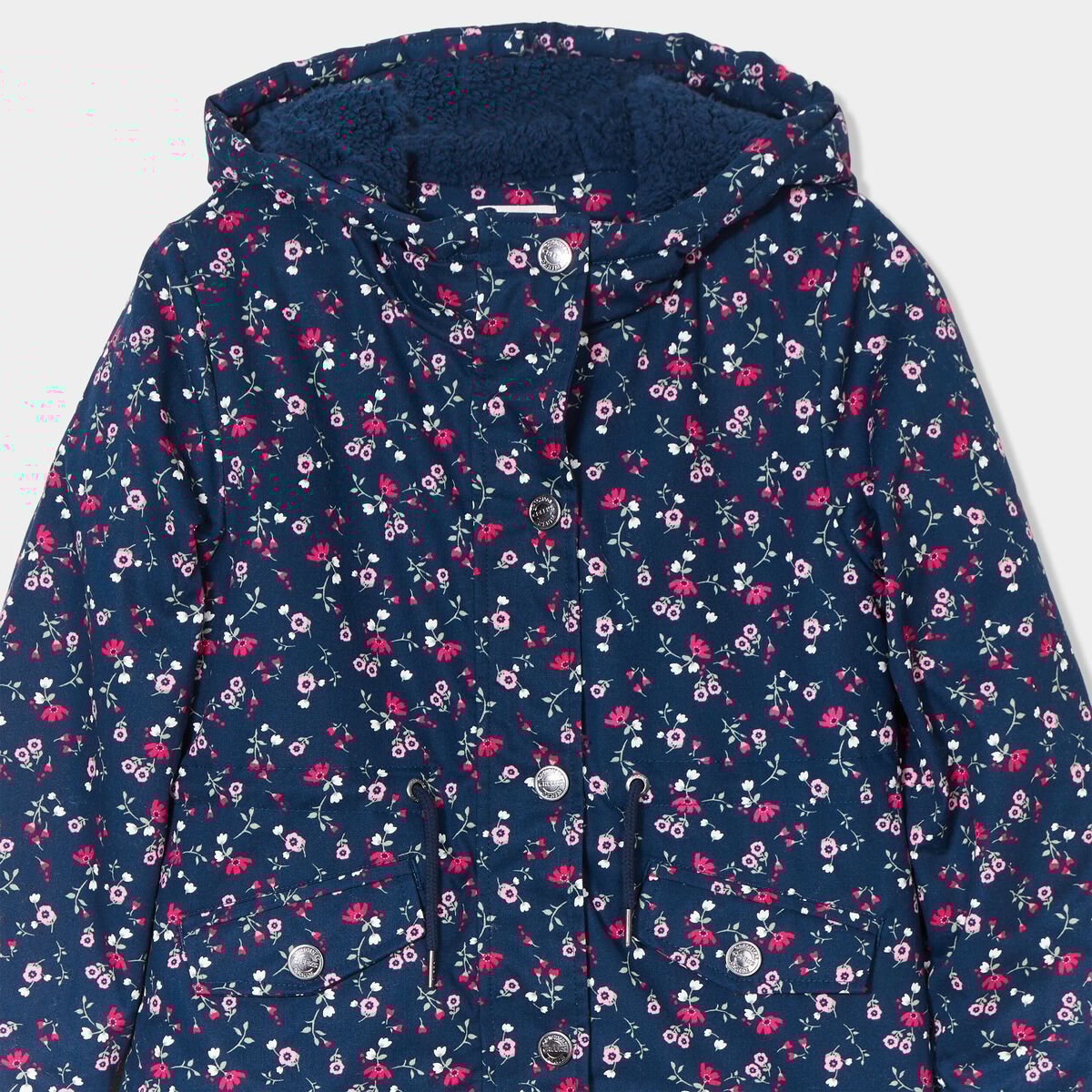 Parka droite à capuche bleu marine fille