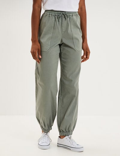 Pantalon cargo droit cropped lyocell vert pastel femme