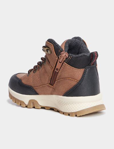 Boots zippées à lacets Trappeur camel garçon