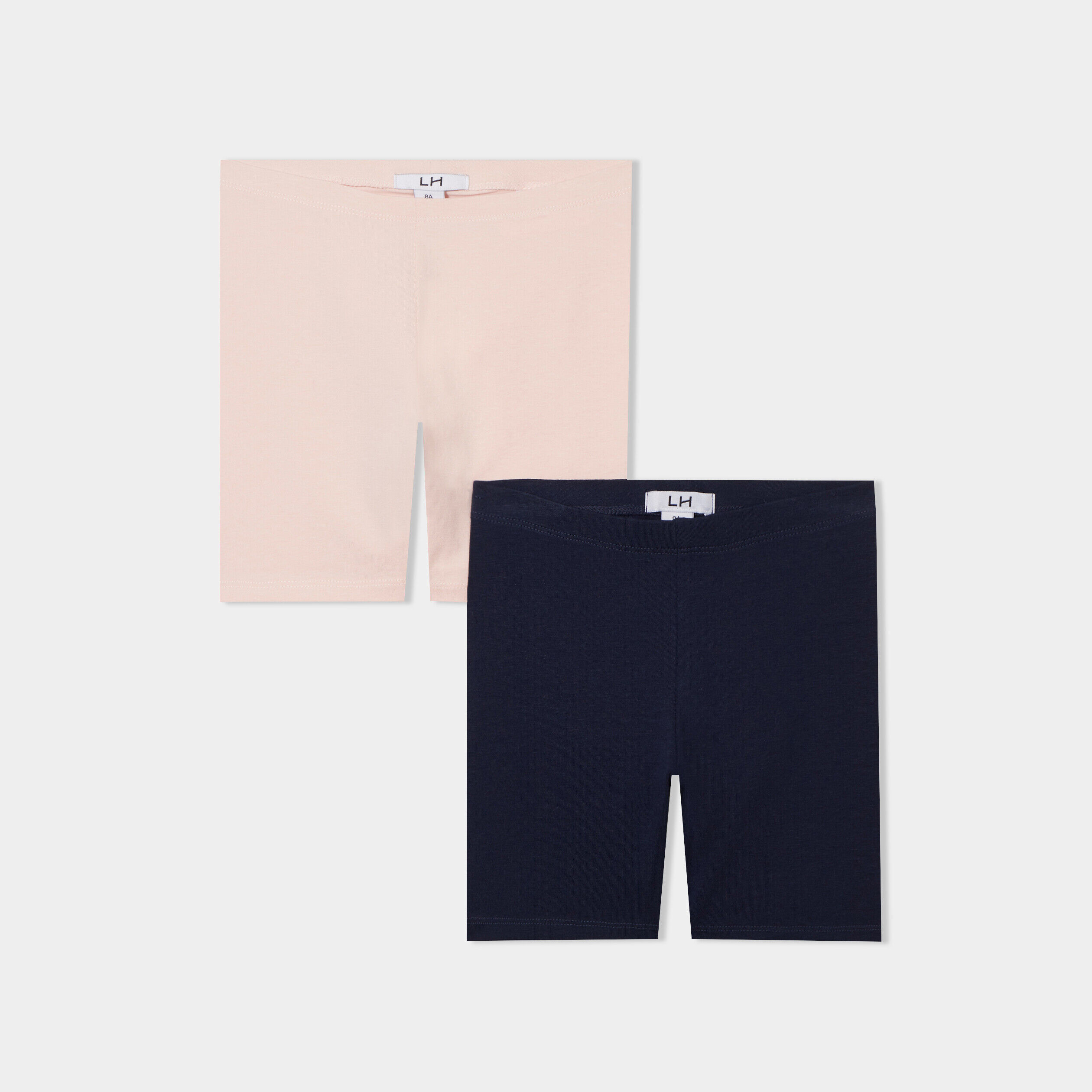 Lot de 2 shorts leggings coton rose clair fille LH