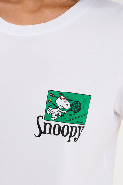 T-shirt manches courtes coton Snoopy blanc femme