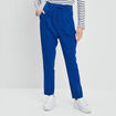 Pantalon jambes larges à pinces bleu foncé femme