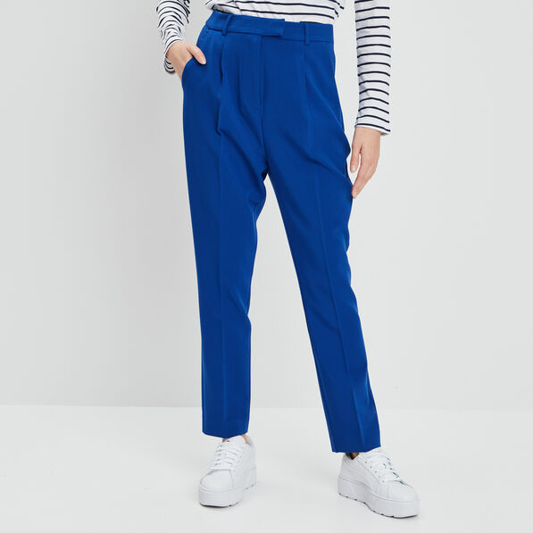 pantalon jambes larges a pinces bleu fonce femme Pantalon jambes larges à pinces bleu foncé femme