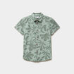 Chemise droite manches courtes coton vert kaki gar&ccedil;on