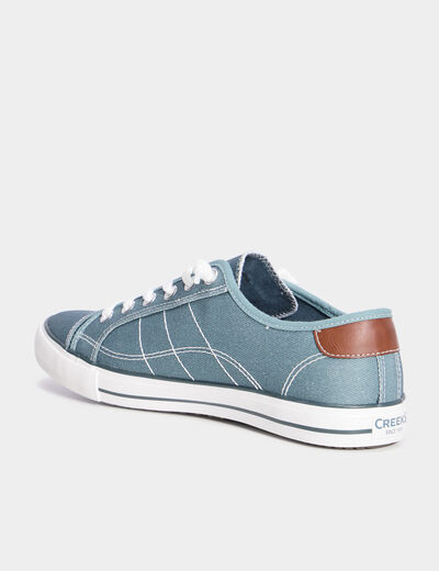 Tennis basses en toile à lacets bleu homme