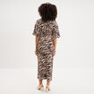 Robe longue fendue manches courtes ecru femme