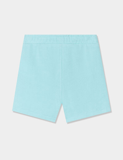 Short avec noeud taille élastiquée coton bleu turquoise bébé garçon