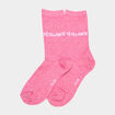 Chaussettes &agrave; fils m&eacute;tallis&eacute;s mi-hautes rose fushia femme