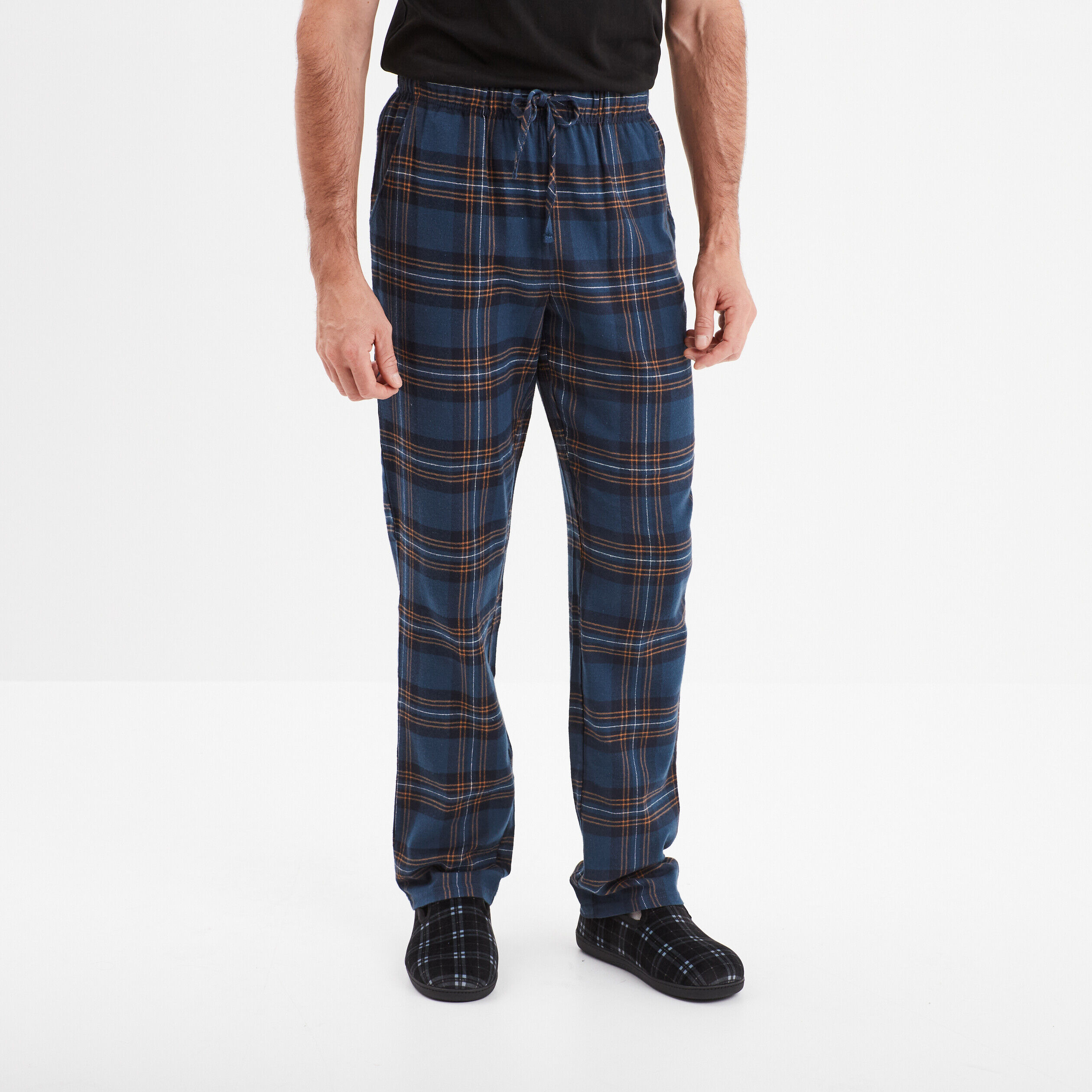 Pantalon de pyjama coton coupe droite bleu homme LH