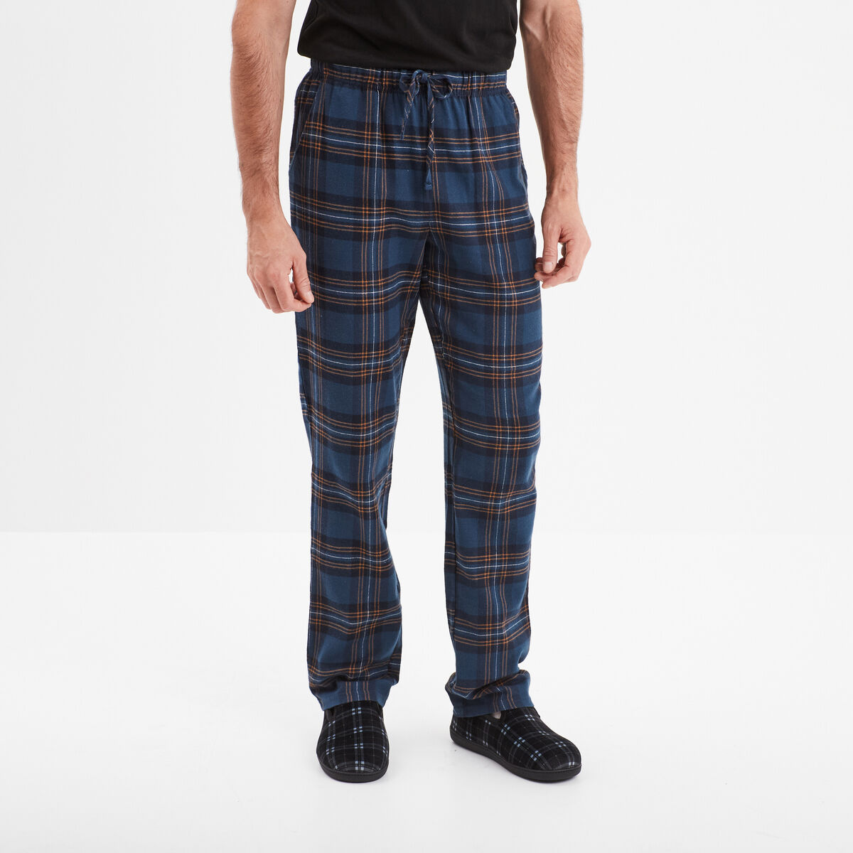 Pantalon de pyjama coton coupe droite bleu homme