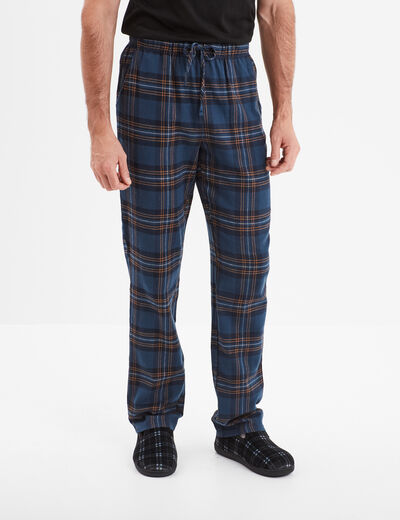 Pantalon de pyjama coton coupe droite bleu homme