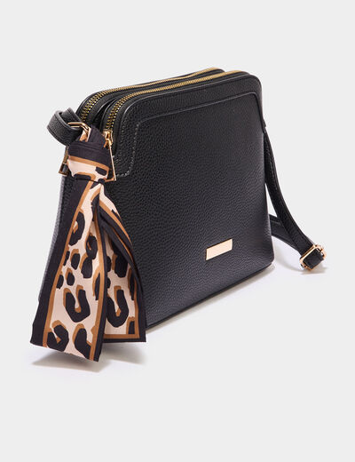Sac en bandoulière détail foulard noir femme