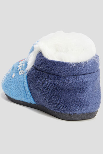 Chaussons fourrés motif dinosaure bleu bébé garçon