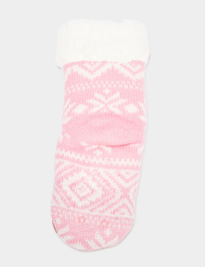 Chaussettes d'intérieur fourrées rose fille