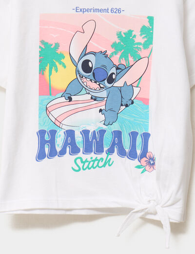 T-shirt manches courtes coton Stitch blanc fille