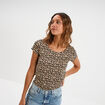 T-shirt coton imprim&eacute; coupe ajust&eacute;e sable femme