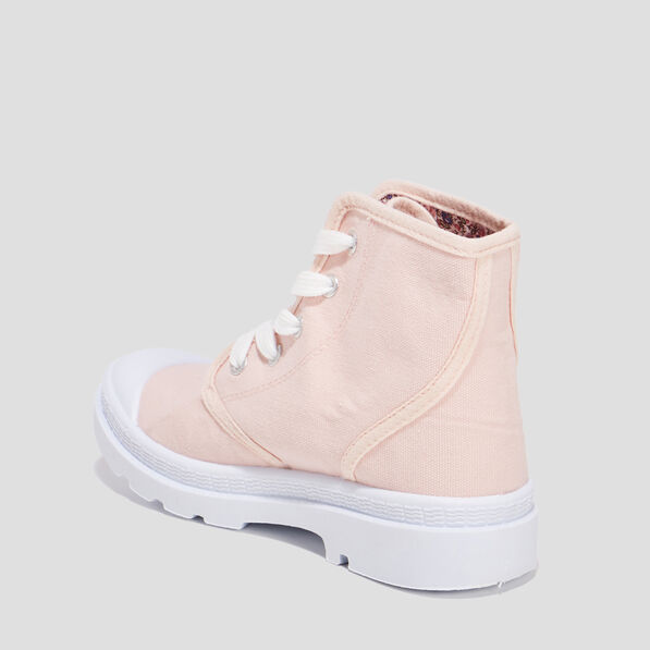 baskets montantes crantees en toile rose fille Baskets montantes crantées en toile rose fille
