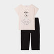 Ensemble pyjama corsaire coton rose poudrée femme grande taille