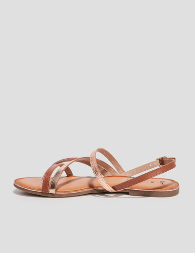 Sandales en cuir marron femme