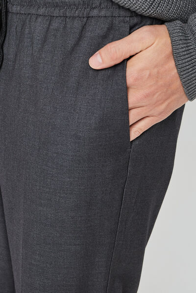 Pantalon droit à coulisse gris foncé homme