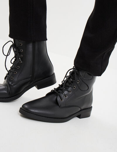 Boots à lacets et zippées noir femme