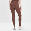 Legging taille haute côtelé marron clair femme