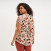 Blouse col en V manches courtes beige femme grande taille