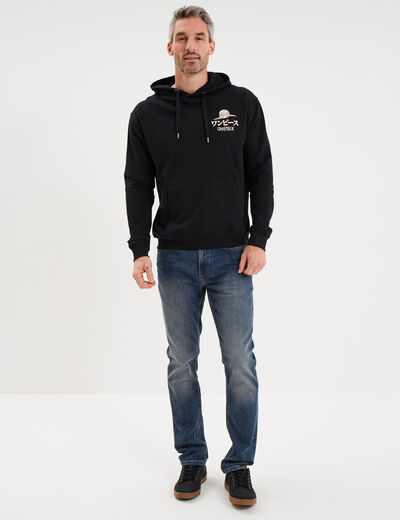 Sweat hoodie molleton One Piece noir homme