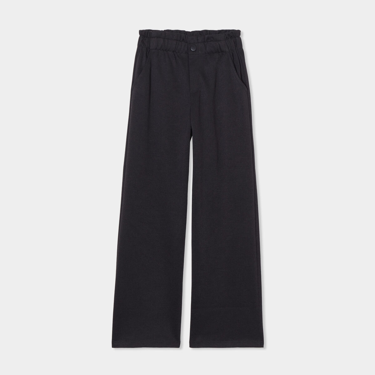 Pantalon large taille élastiquée noir fille