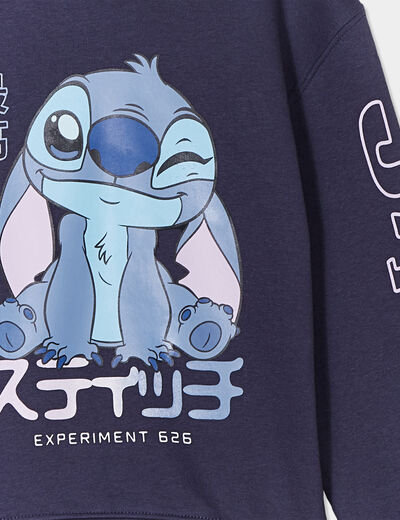 Sweat à capuche hoodie Stitch bleu marine fille