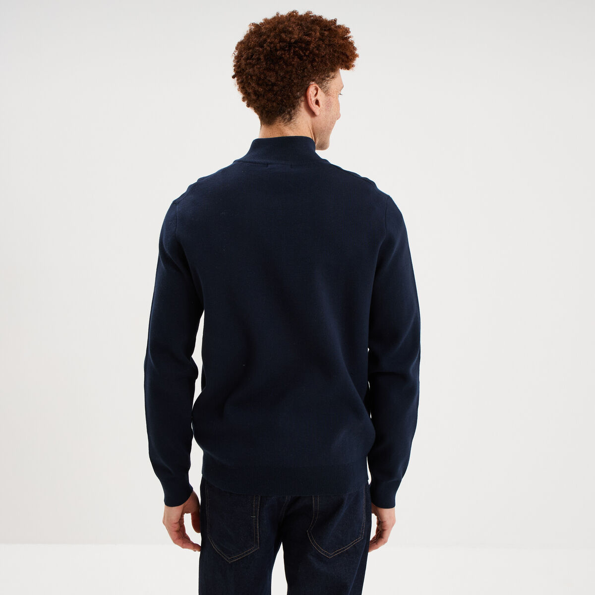 Pull camionneur manches longues bleu marine homme