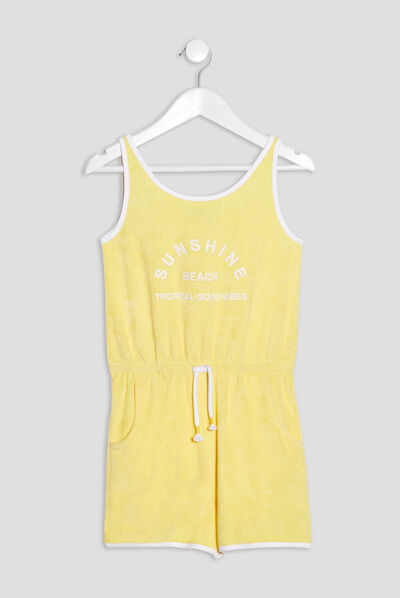 Combishort à bretelles jaune fille