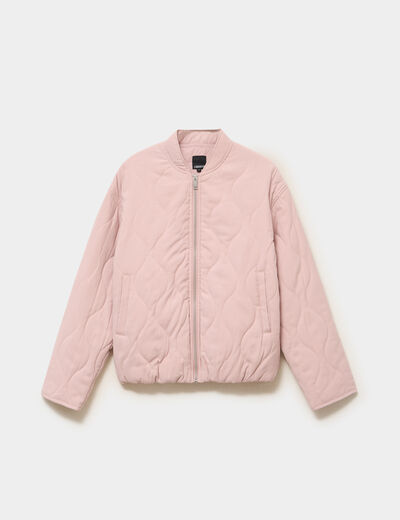 Blouson bomber matelass&eacute; rose poudr&eacute;e femme