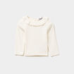 T-shirt côtelé col à volants blanc bébé fille