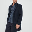 Manteau long droit bleu marine homme
