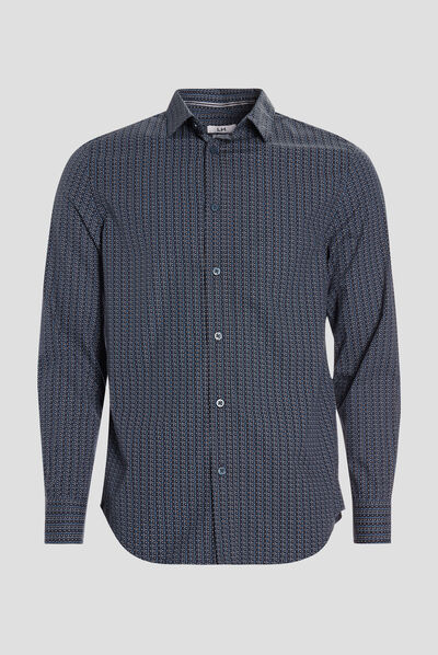 Chemise droite manches longues bleu homme