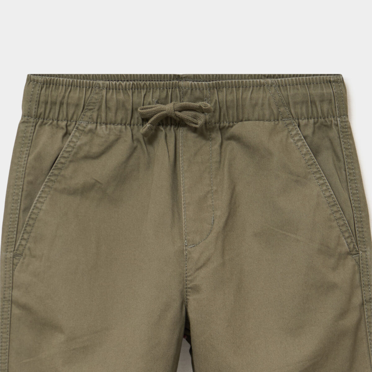 Pantalon battle taille &eacute;lastiqu&eacute;e coton vert kaki gar&ccedil;on