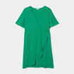 Robe courte effet portefeuille fluide vert femme
