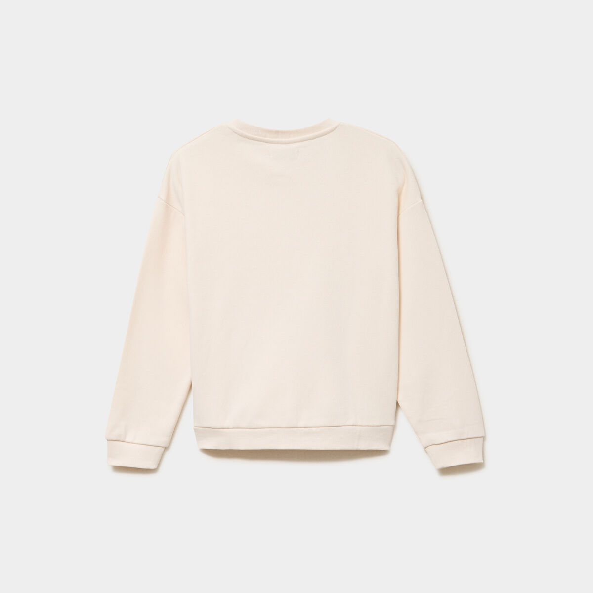 Sweat col rond oversize manches longues beige fille