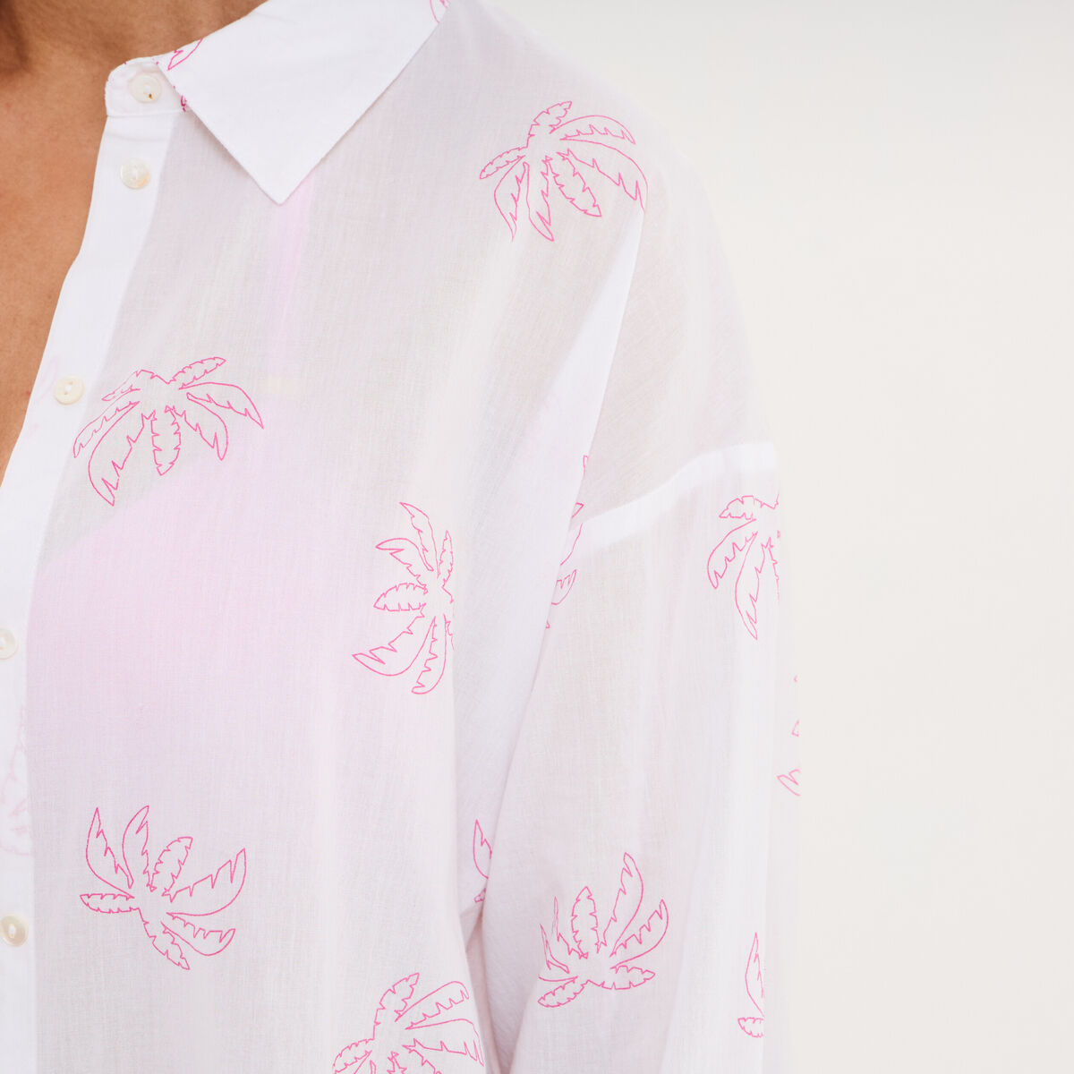 Robe chemise de plage voile de coton blanc femme