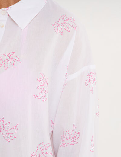 Robe chemise de plage voile de coton blanc femme