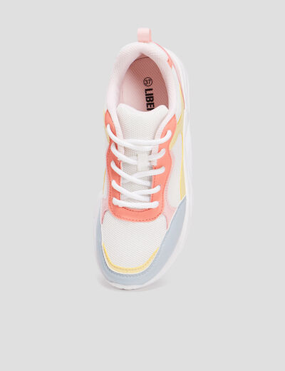 Baskets running à lacets jaune pastel fille