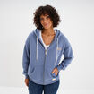 Sweat zipp&eacute; &agrave; capuche bleu gris femme