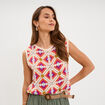 D&eacute;bardeur sans manches effet crochet multicolore femme