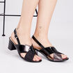 Sandales à talons pied large noir femme