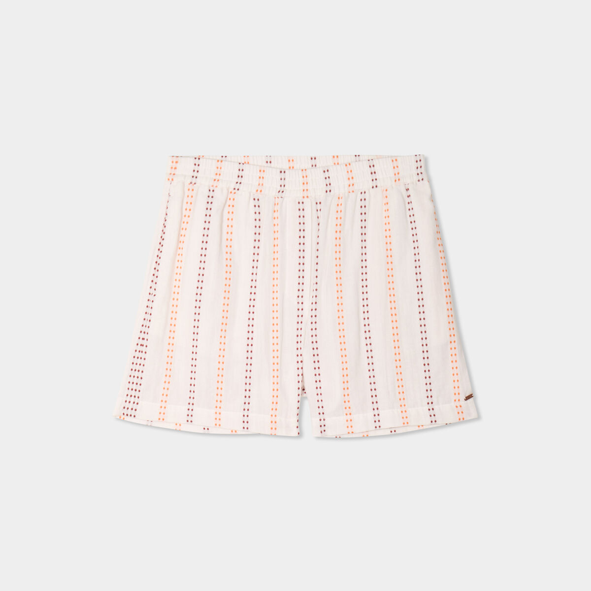 Short taille élastiquée gaze de coton ecru femme