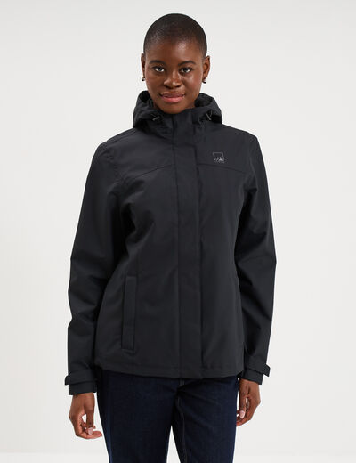 Coupe-vent imperm&eacute;able &agrave; capuche noir femme