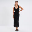 Robe midi effet crochet bretelles larges noir femme