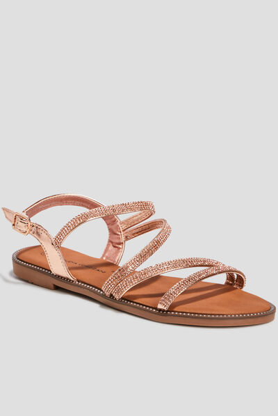 Sandales à strass rose champagne femme
